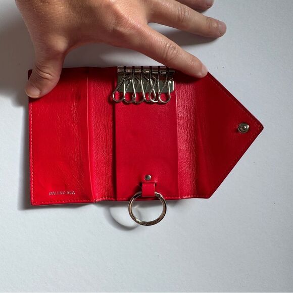 Balenciaga Heart-Patterned Red Wallet Key Card Holder - Picture 5 of 7